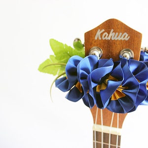 ukulele accessories,ukulele lei,ukulele strap,ribbon lei,soprano ukulele case,uke,hawaiian lei,tropical flower,plumeria,hibiscus,rb plumeria image 1