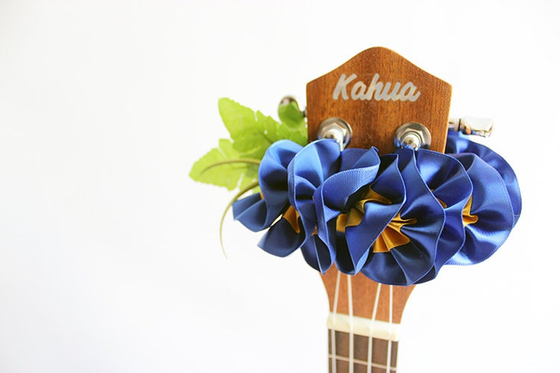 ukulele accessories,ukulele lei,ukulele strap,ribbon lei,soprano ukulele case,uke,hawaiian lei,tropical flower,plumeria,hibiscus,rb plumeria image 1