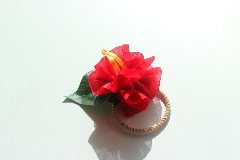 3ways hibiscus haarband rood, paardenstaarthouders, Hawaiiaanse haarboog, Hawaiiaanse haarclip, luau party, strandhaarband, tropische accessoires afbeelding 3