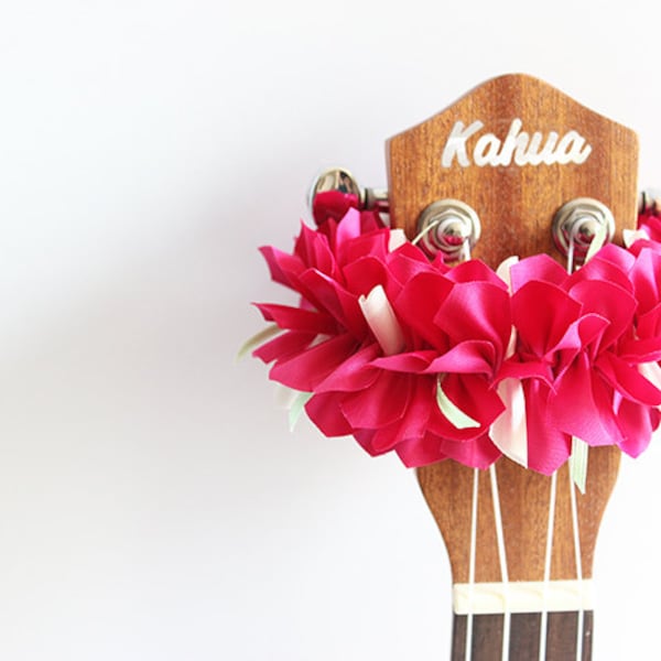 Ukulele lei / Ukulele gifts, Ukulele Accessories, Ribbon leis, Hawaiian crafts, Ukulele Gifts, Ukulele Decor, Uke, Ukulele Lover, Mandolin,