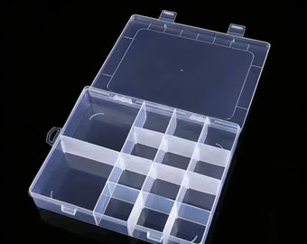 3 Craft Organizer 14 Compartment Plastic Box ( 8." x 6" x 1.5" )Jewelry Bead Storage Container Divider Removable See PIX US Seller