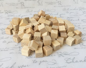 100 pcs Tiny Wood Cubes 1.5 cm / Natural Mini Crafting Wooden Cube Blocks / Unfinished Pine Wood Blocks D-33