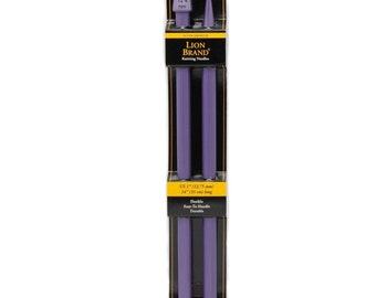 Knitting Needles ( Size US-17 ) Purple Plastic Flexible Easy-To-Handle Durable Single Point Lion Brand ( 14" Long ) H-41-G1