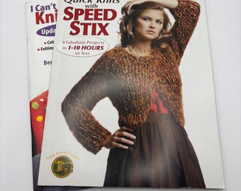 Lot Of 2 Knitting Pattern Book For Beginner-Quick Knits With Speed Stix & I Can't Believe I'm Knitting Bk-5