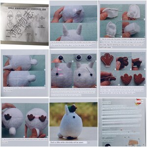May include: A step-by-step guide on how to sew a white chinchilla plush toy. The instructions include diagrams and images of the sewing process. The text in the image reads "Such a little white chinchilla will be sewn..."