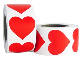 1000 pegatinas con forma de corazón para San Valentín (2 rollos - 500 pegatinas con forma de corazón rojo) 1 pulgada D-71