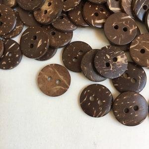 100 pcs Brown Coconut Shell Buttons,15 mm, 2 hole , sewing, crafts, scrapbook, Disk Bead , Beading D-12