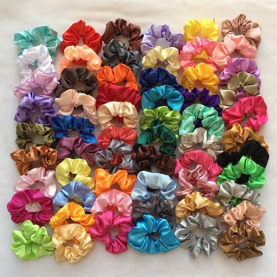 50 Scrunchies Colorful Scrunchie Silk Large Scrunchie 50