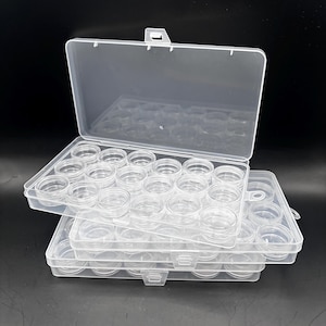 Round Acrylic Storage Case ( 54pcs 3ml ) Or ( 45 pcs 5ml )  + 3 Plastic Organizer Container Box For Beads / Charms / Nail Jewelry Bx-289