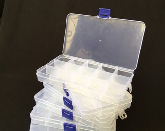 6 Organizer Plastic Box / 15 Grids Craft Organizer Plastic Box / Nail Jewelry Bead Storage Container ( 7 x 4 x 1 in )US Seller Bx-148