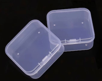 60 Small Plastic boxes ( 1.75" x 1.75" cm x 0.75" )Craft Organizer Plastic Box Nail Jewelry Bead Storage Container US Seller Bx-246