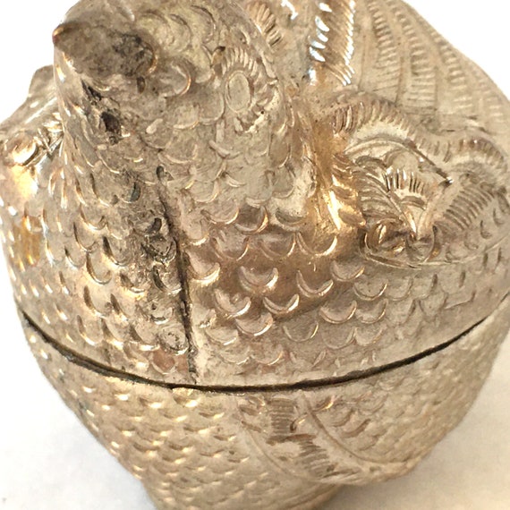 Vintage Trinket Box Brass Silver plate Trinket Bo… - image 7
