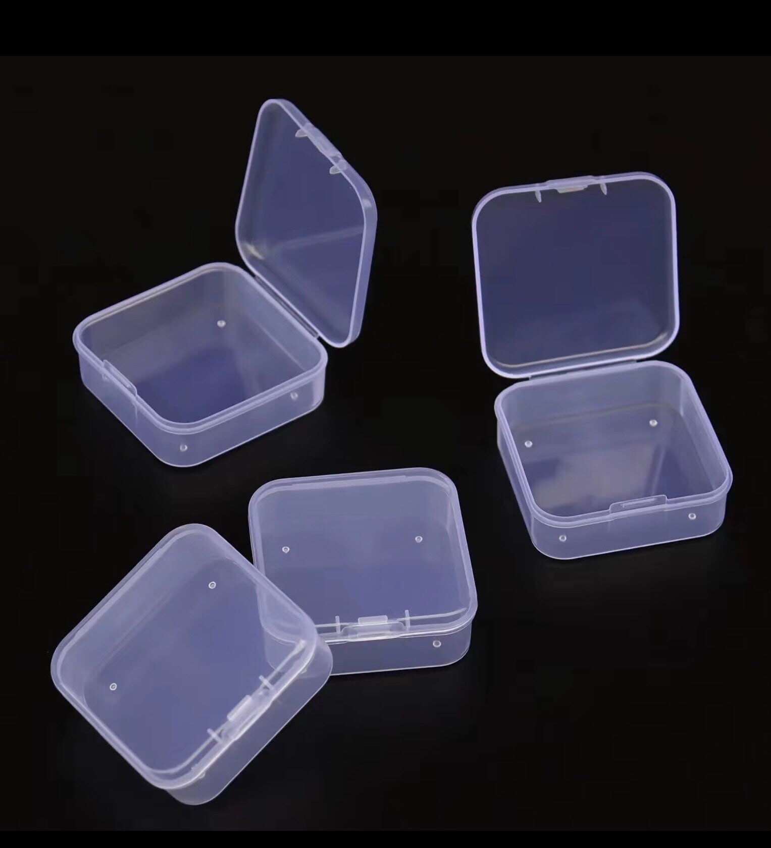 60 Small Plastic Boxes 1.75 X 1.75 Cm X 0.75 craft Organizer Plastic Box  Nail Jewelry Bead Storage Container US Seller Bx-246 