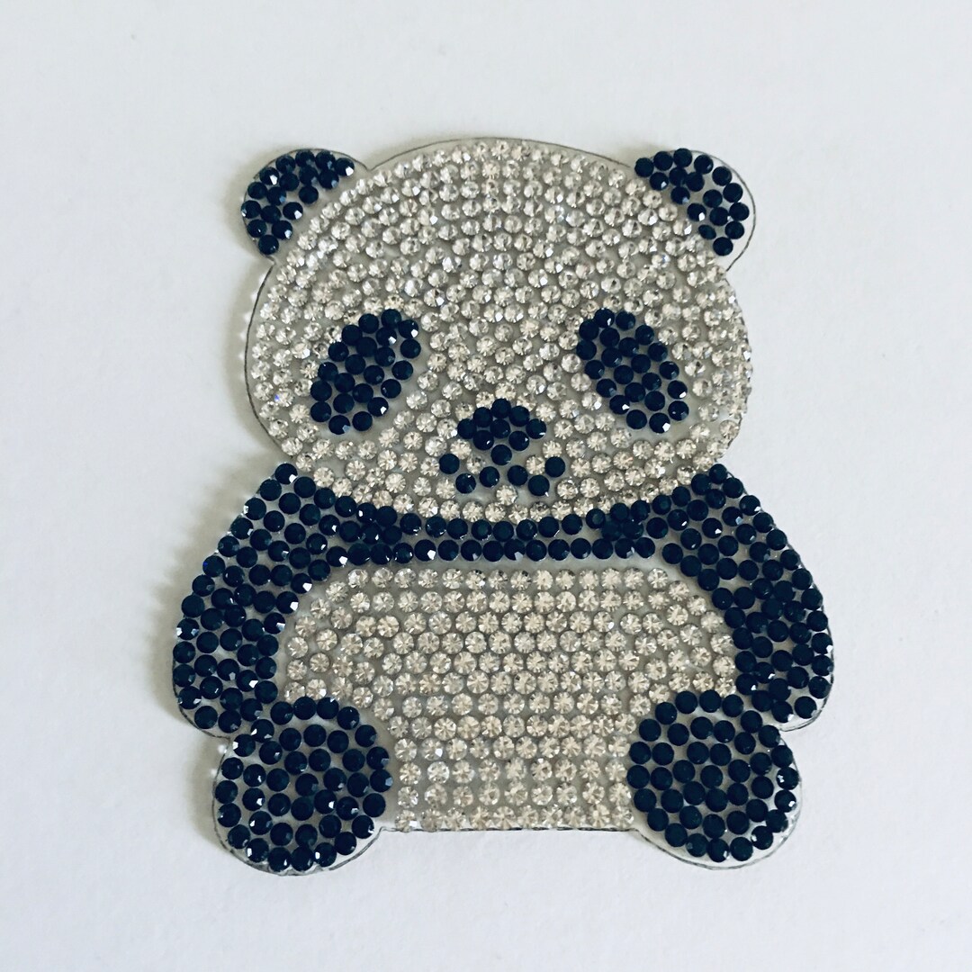 High Quality Crystal Iron on Panda Patch 2.75” X 2.25” Animal Iron on ...