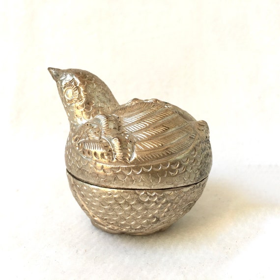 Vintage Trinket Box Brass Silver plate Trinket Bo… - image 3