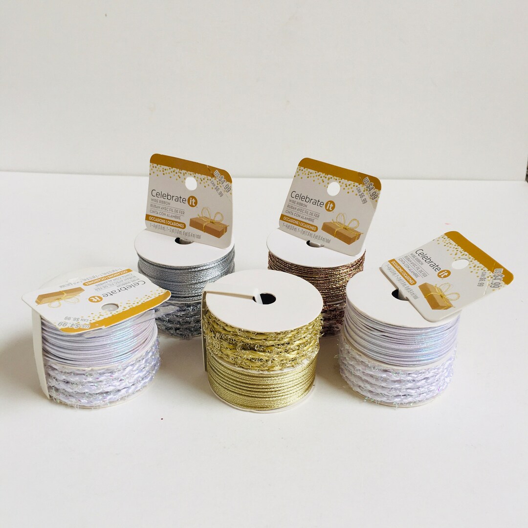 Lot of 5 Rolls Celebrate It Wipe Ribbon ( 6 Yard Each Roll ) White ...