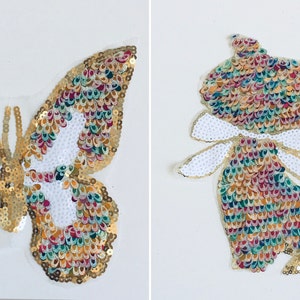 Large Kitty / Butterfly Patch , Sequins Cat / Butterfly Patch ( U Pick ) Sew On Embroidered Patch 8 in Tall For Bag, T-shirt, Jacket F-61
