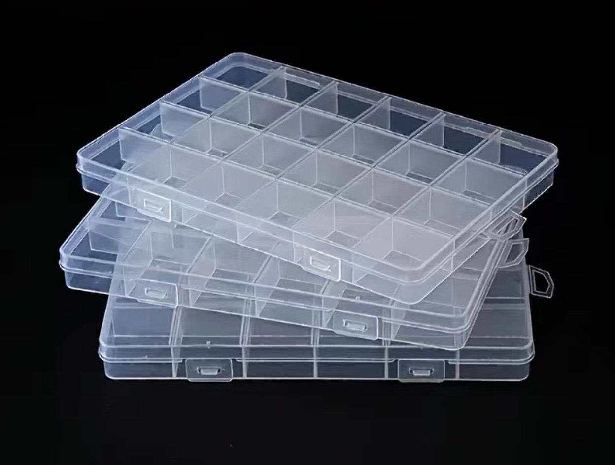 9x6 Clear Plastic Jewelry Organizer Box / Bead & Earring Storage