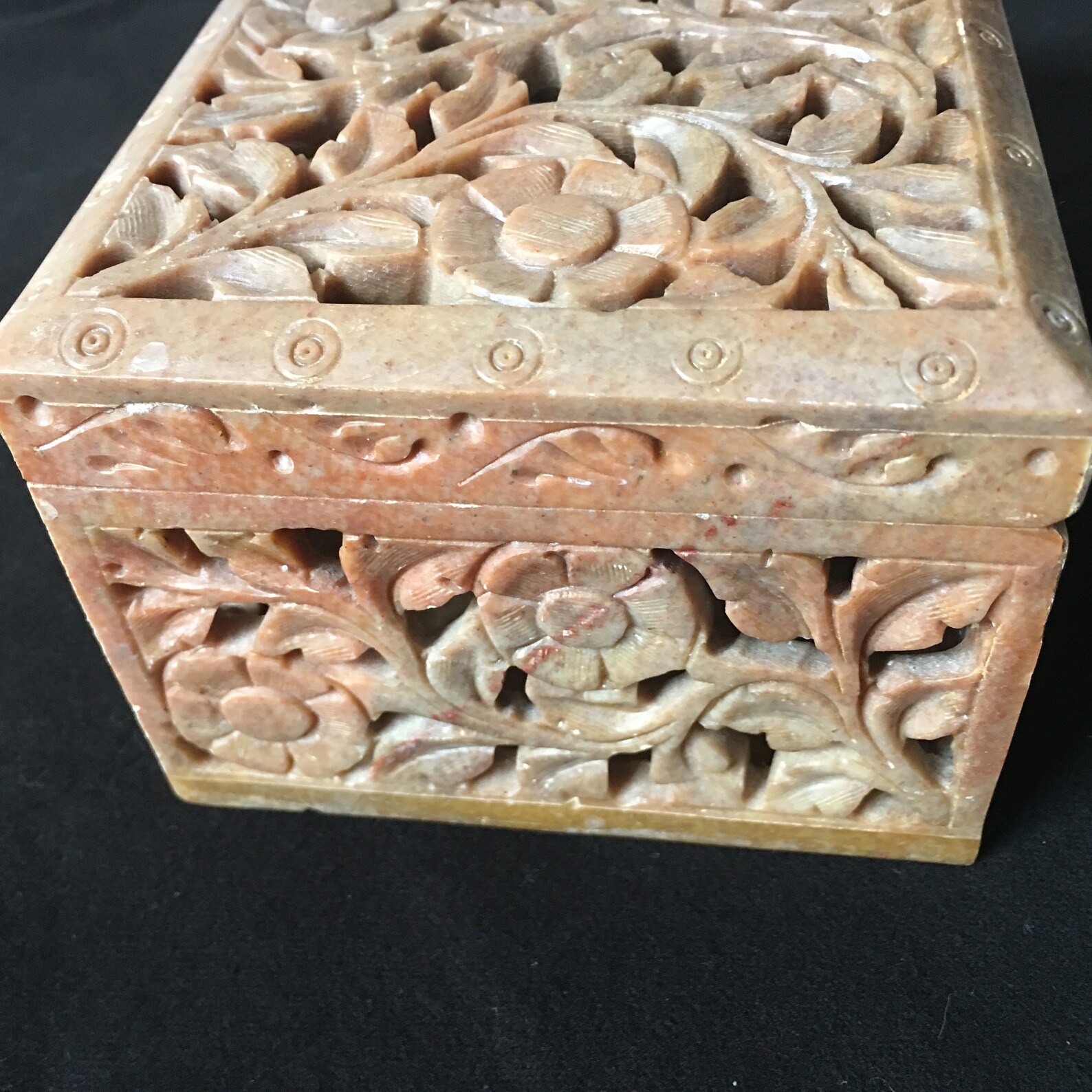 Vintage Soapstone Jewelry Box Trinket Box Handmade 6 L Etsy