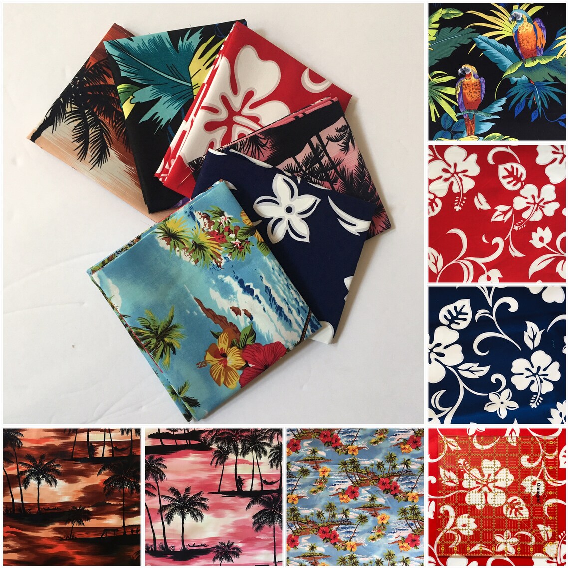 FREE SHIPPING 6 Piece Hawaii Flower Cotton Fabric Etsy