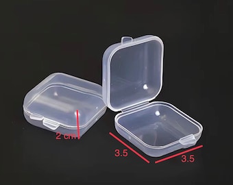 100 mini Plastic boxes ( 3.5 cm x 3.5 cm )Craft Organizer Plastic Box Nail Jewelry Bead Storage Container US Seller Bx-238