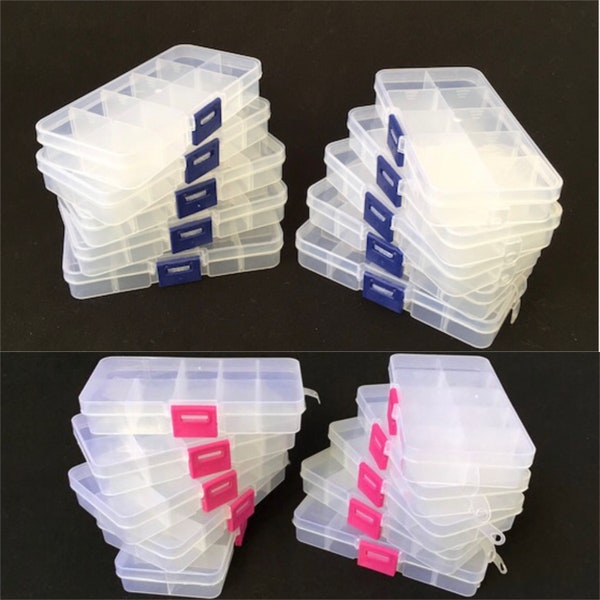 10pcs- 10 Grids Compartments Craft Organizer Plastic Box Nail Jewelry Bead Storage Container US Seller Bx-167