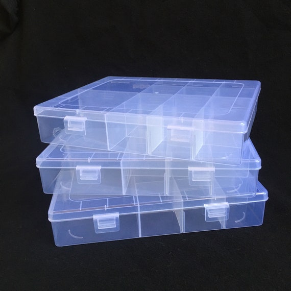 3 Craft Organizer 14 Compartment Plastic Box 8. X 6 X 1.5 jewelry Bead  Storage Container Divider Removable See PIX US Seller 