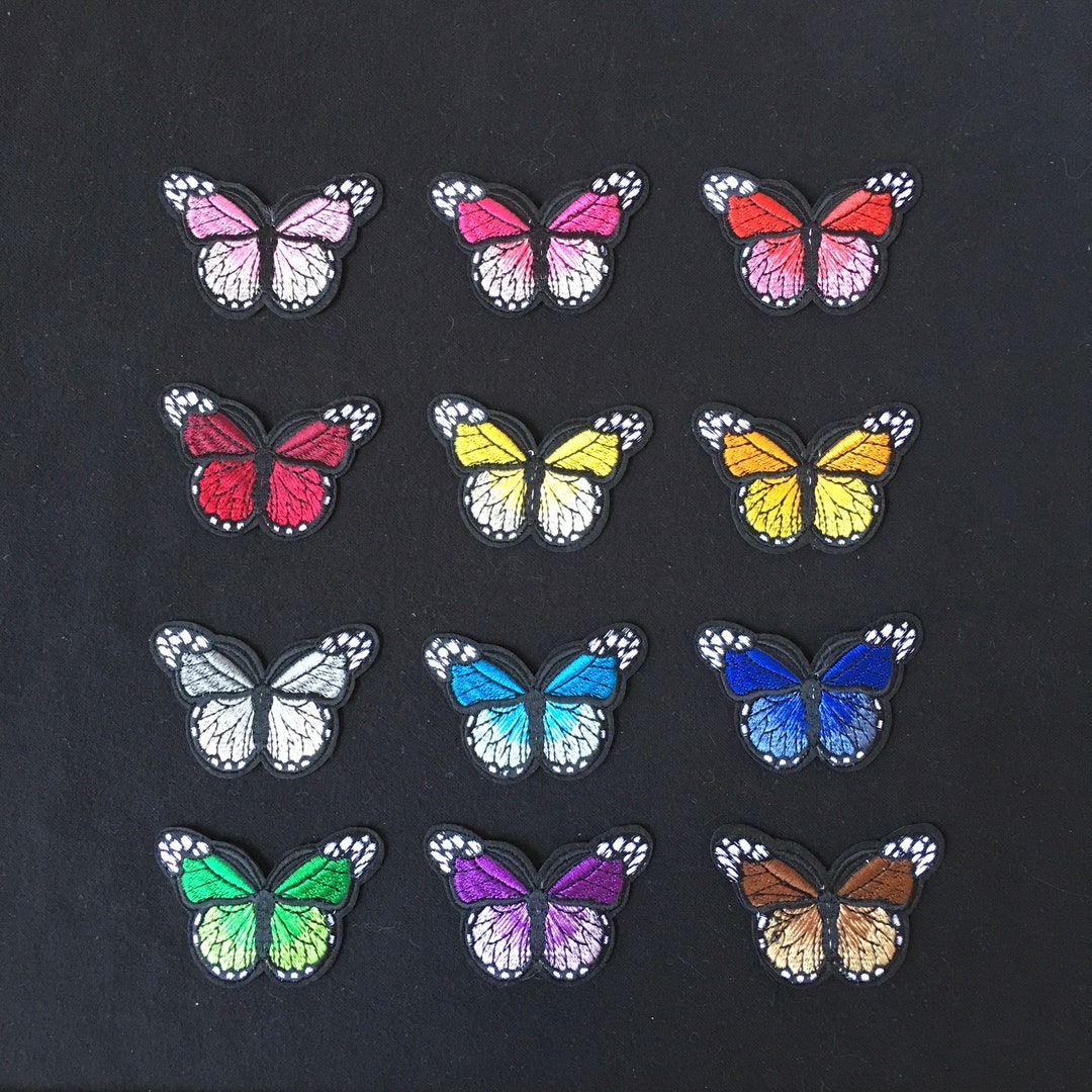 Set of 12 Butterfly Patch , 12 Different Color Butterfly Patch , Iron ...