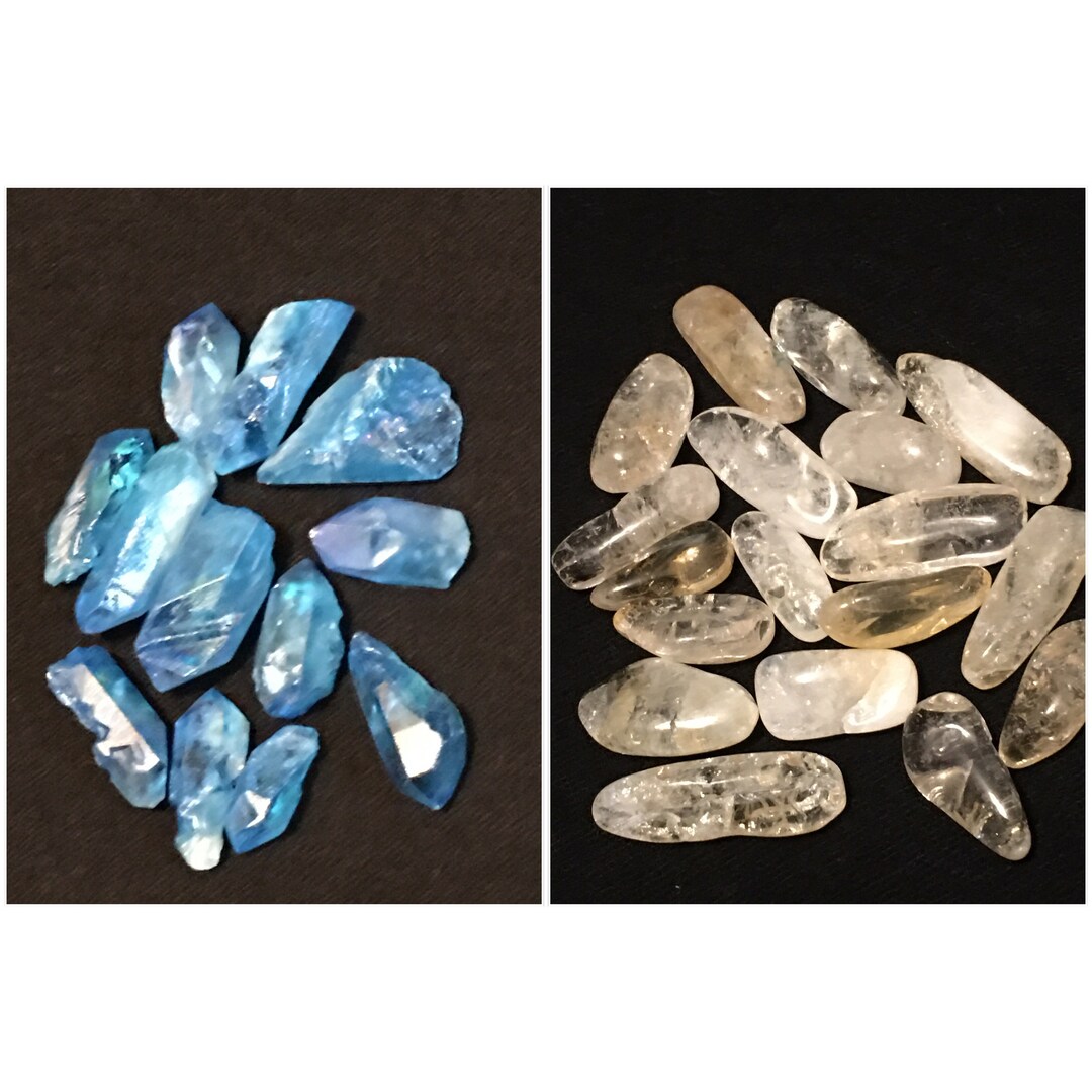 New Bead Landing Semi Precious Blue Daggers Dyed Quartz & Gold Citrine