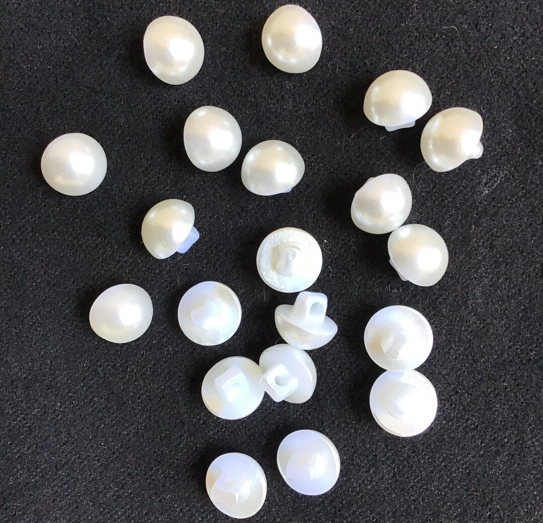 Set of 30 10mm Plastic Half Dome Shape White Pearl Bridal Buttons D28