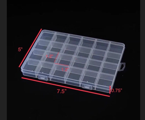 24 Compartments Plastic Box Case Jewelry Bead Storage Container Craft  Organizer