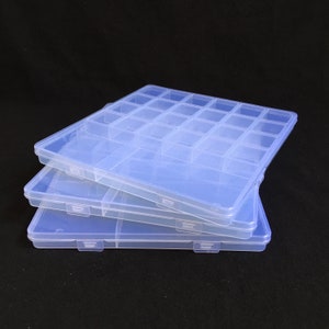3 Craft Organizer 26 Compartment Plastic Box ( 7 1/2 x 7" x 10/16" )Jewelry Bead Storage Container Divider Not Removable  US Seller