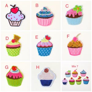 Cup Cake Patch 8 Different colorful Cup Cake Patch ( U Pick ) Iron On or Sew On Embroidered Patch 2 x 3 inch F-45