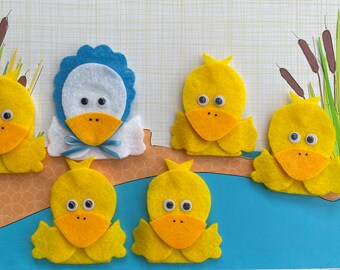 Five Little Ducks Finger Puppet Set