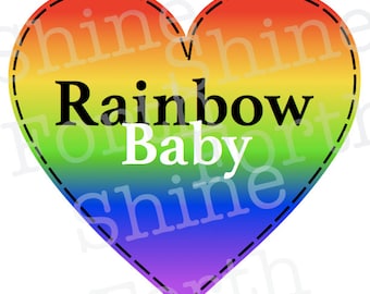 DIGITAL Rainbow baby heart iron-on for maternity shirt or onesie