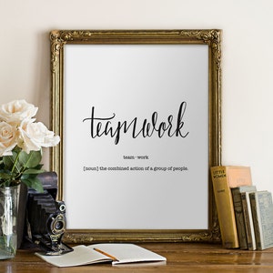 Teamwork Dictionary Definition Art Print, printable art, typography, Donation, Charity, Giving Print // Hewitt Avenue