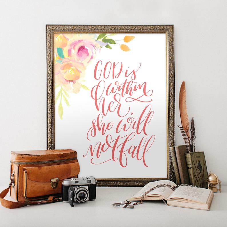 Printable Art Psalm 46 God is Within Her / Typography - Etsy