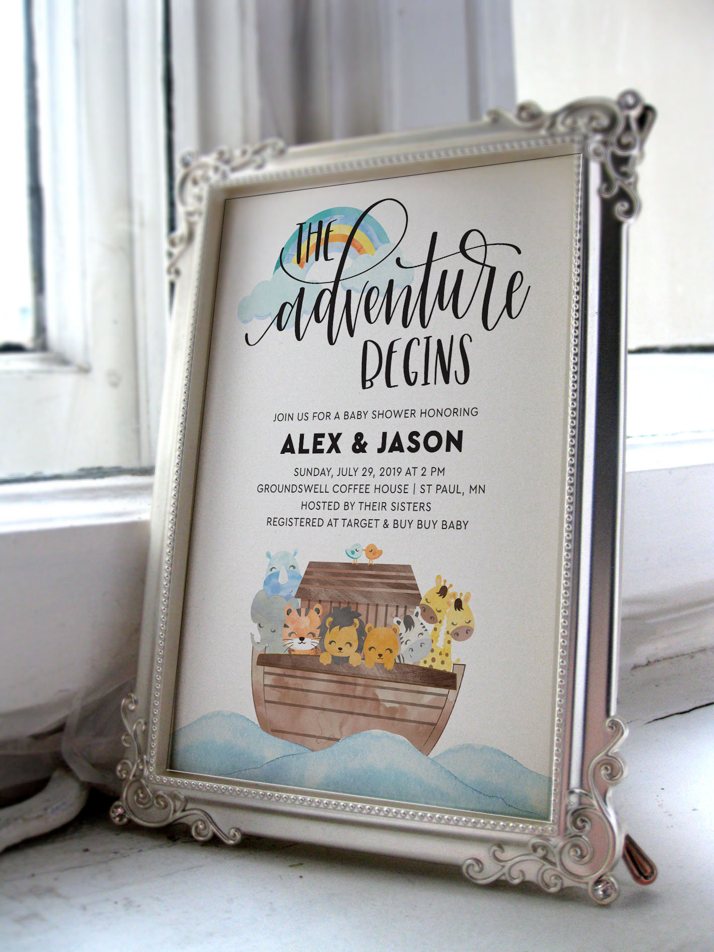 Noah's Ark Baby Shower Printable Invitation gender | Etsy