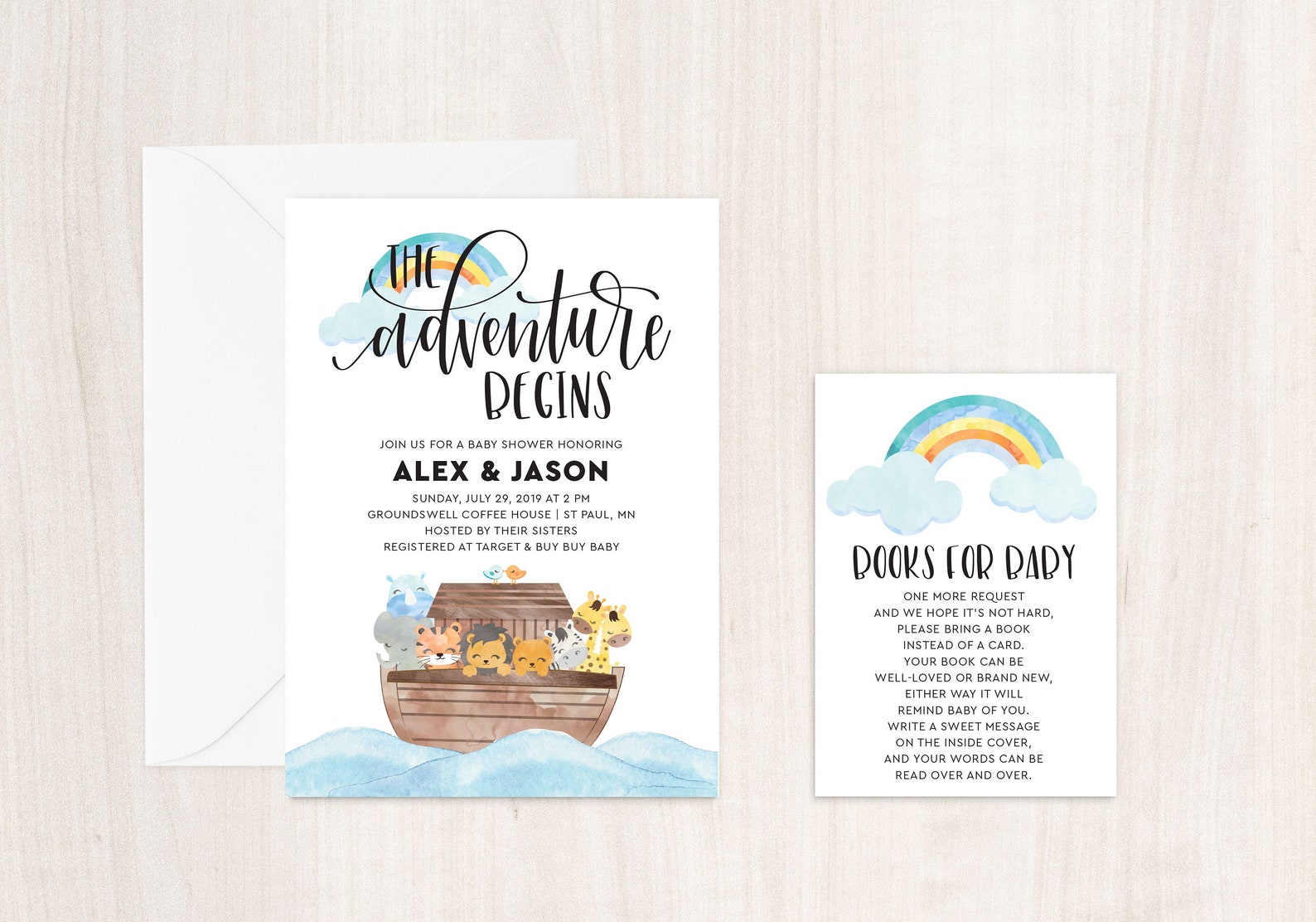 Noah's Ark Baby Shower Printable Invitation Gender - Etsy