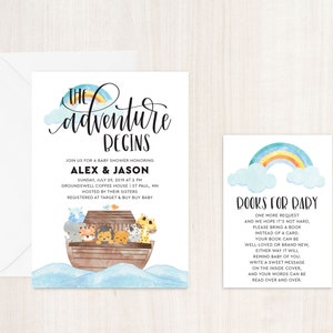 Noah's Ark Baby Shower Printable Invitation Gender - Etsy