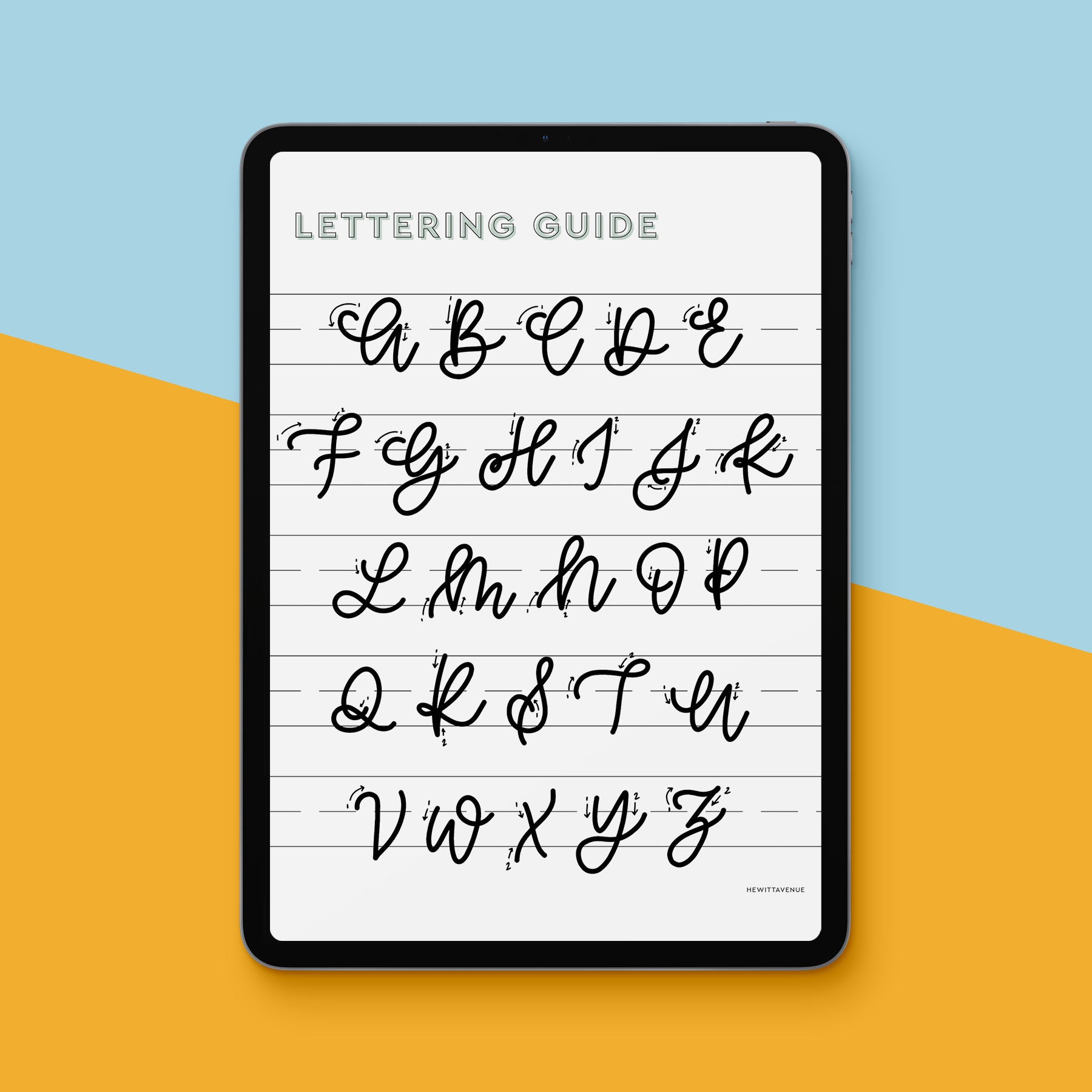 Bouncy Monoline Lettering Guide, LOWERCASE and UPPERCASE 