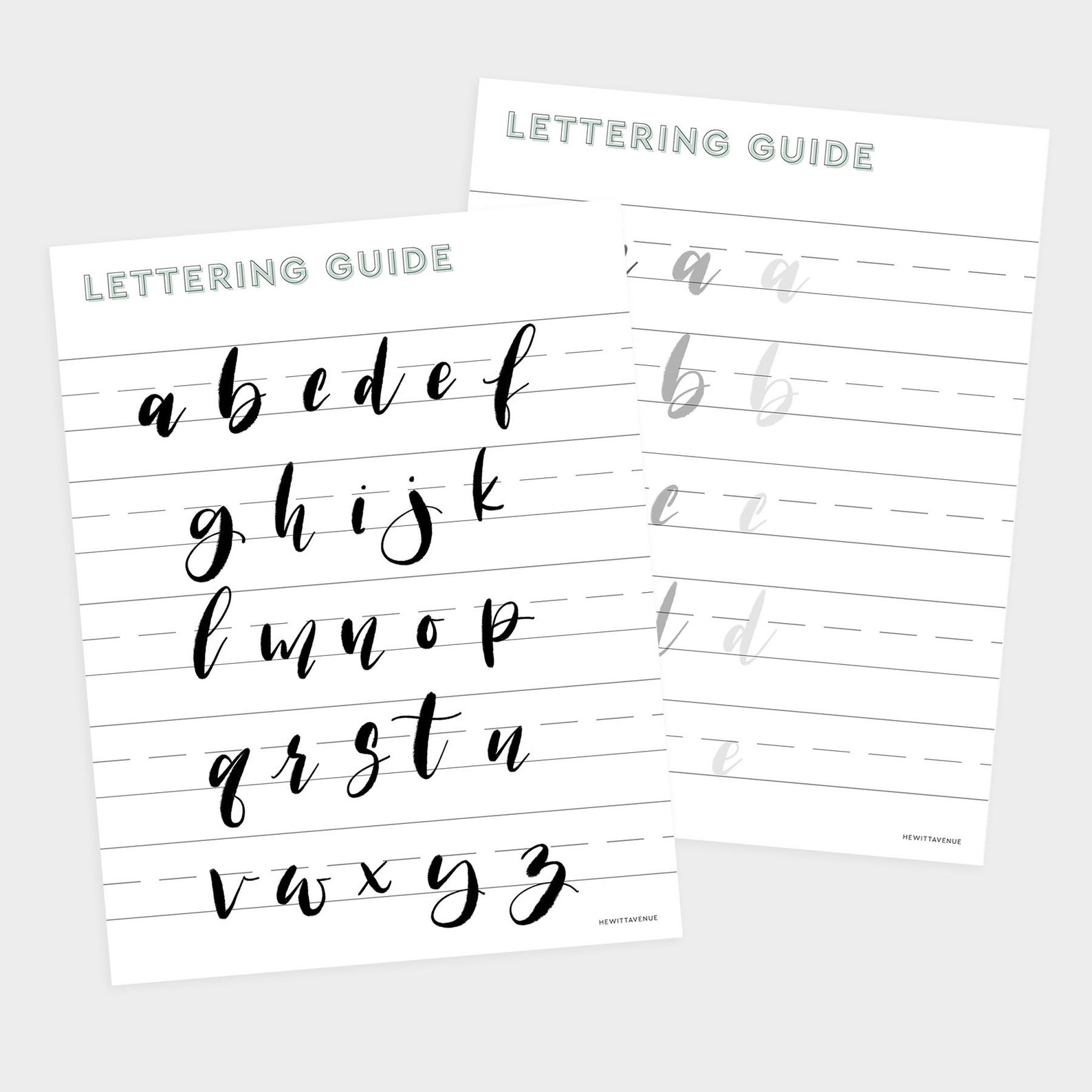 LOWERCASE Modern Brush Lettering Guide Etsy
