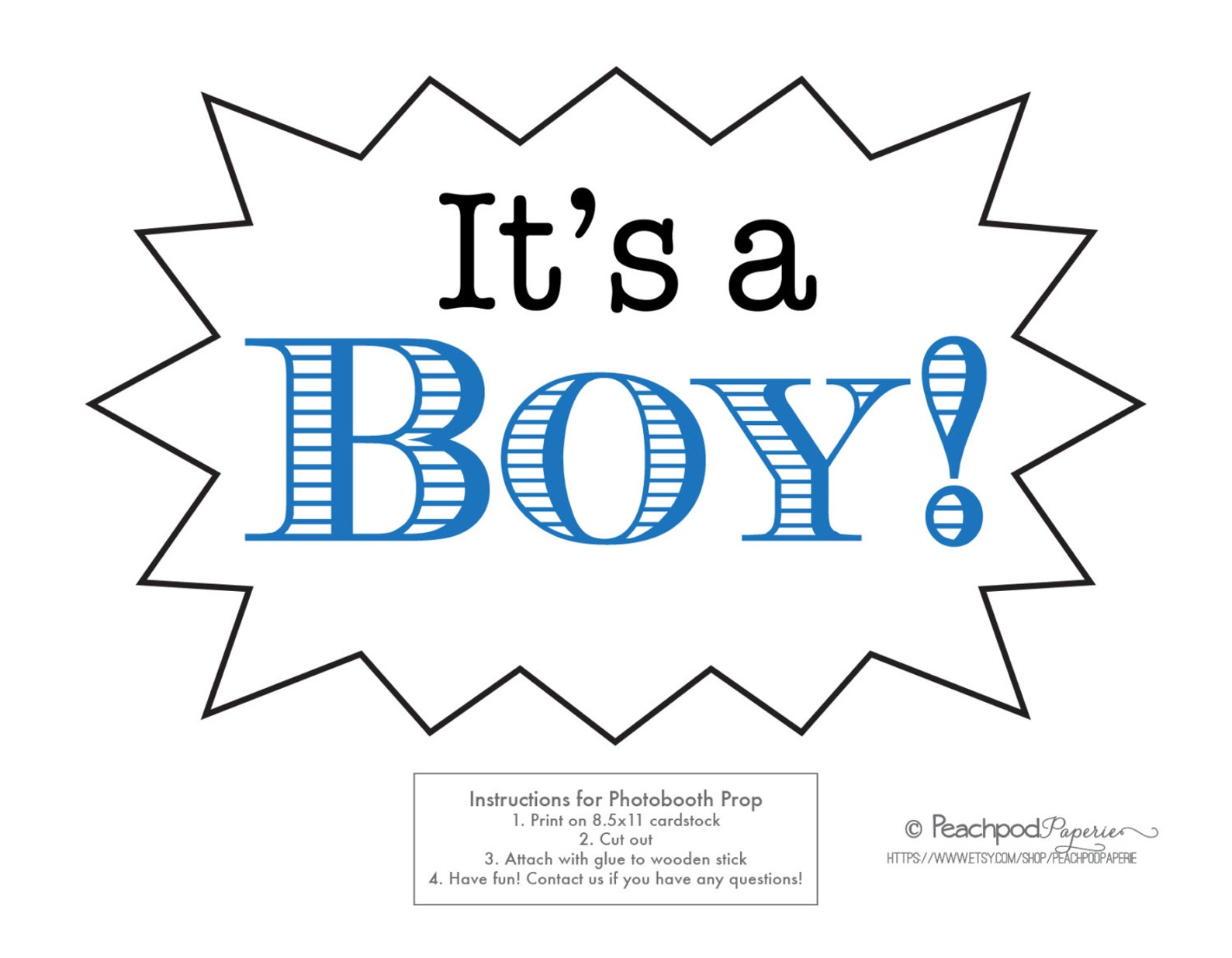 DIY Photo Booth Printable Prop It's a Boy Baby Shower - Etsy