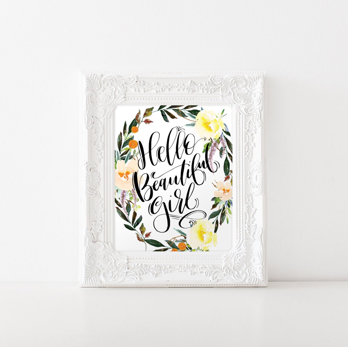 Baby Girl Gift Hello Beautiful Girl Printable Art / Baby Gift | Etsy