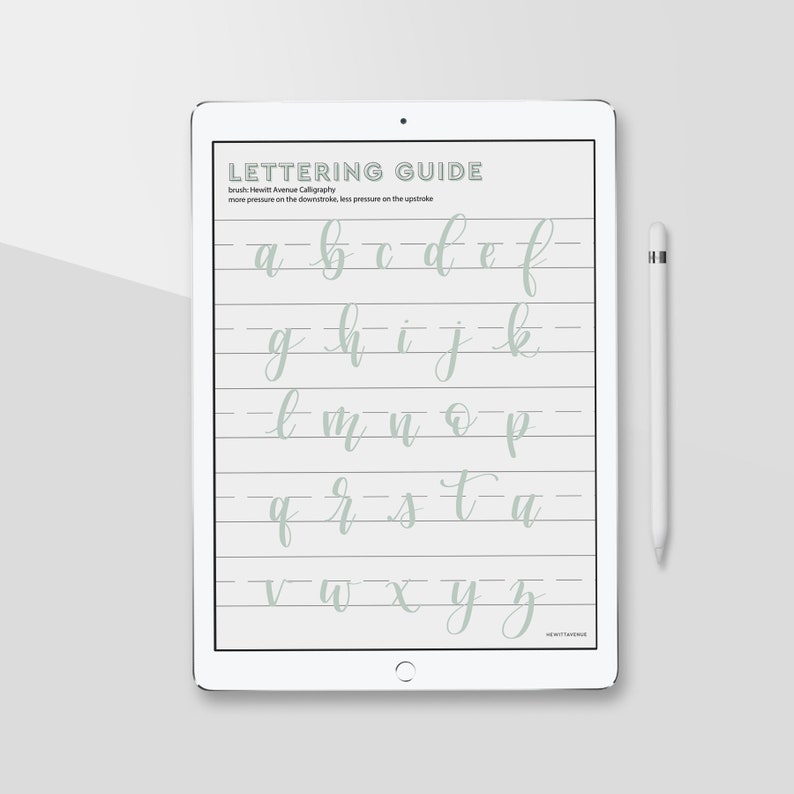 LOWERCASE Brush Lettering Guide iPad Lettering Procreate Etsy
