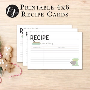 Printable Recipe Cards Kitchen Theme // Kitchen Bridal Shower - Etsy