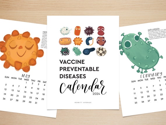 Grand calendrier des vaccins 2024, calendrier des virus et des bactéries -   France