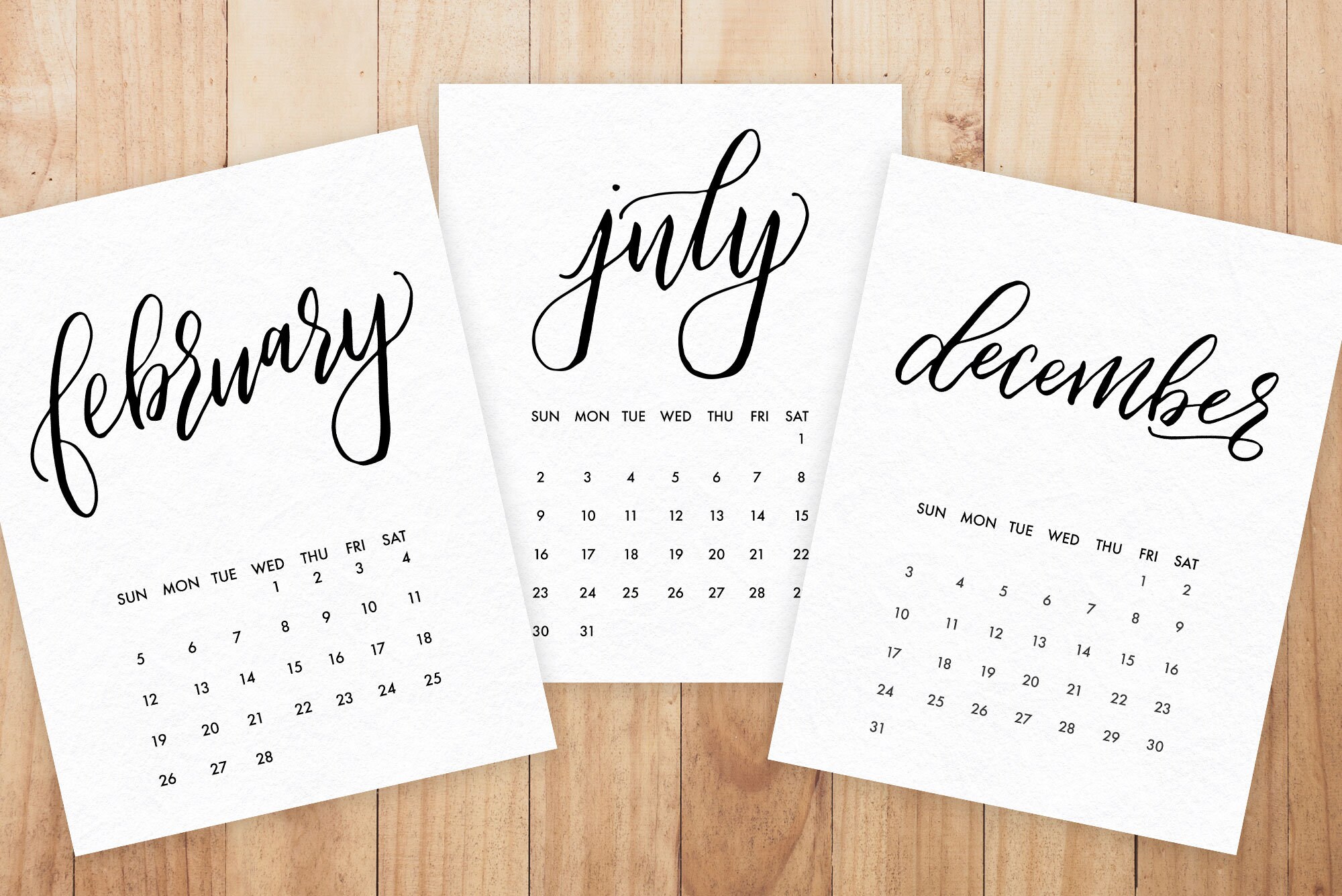 Large 2023 Printable Calendar 8.5x11 Calendar Hand Lettered - Etsy