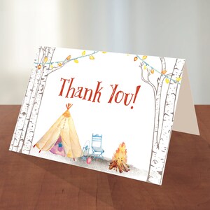 Camping Teepee Printable Thank You Folded Card 3.5x5 PDF - Etsy