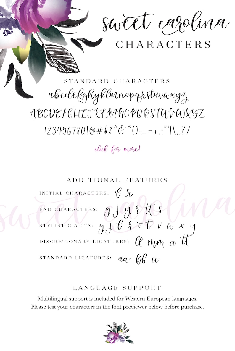 Download Sweet Carolina Script Font handwritten font handlettered | Etsy